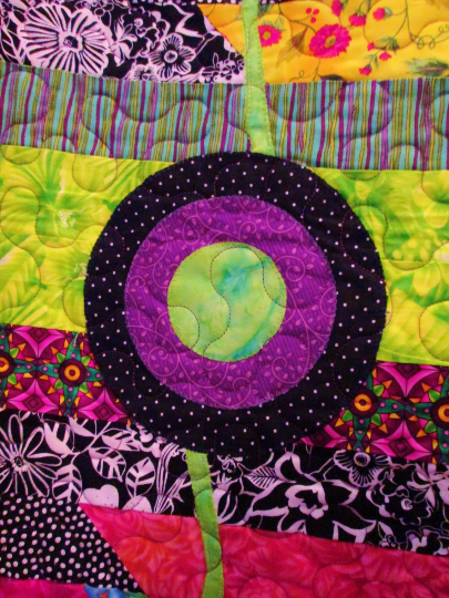 Quilt Scrappy Twin Throw Wall Hanging Posies Bright