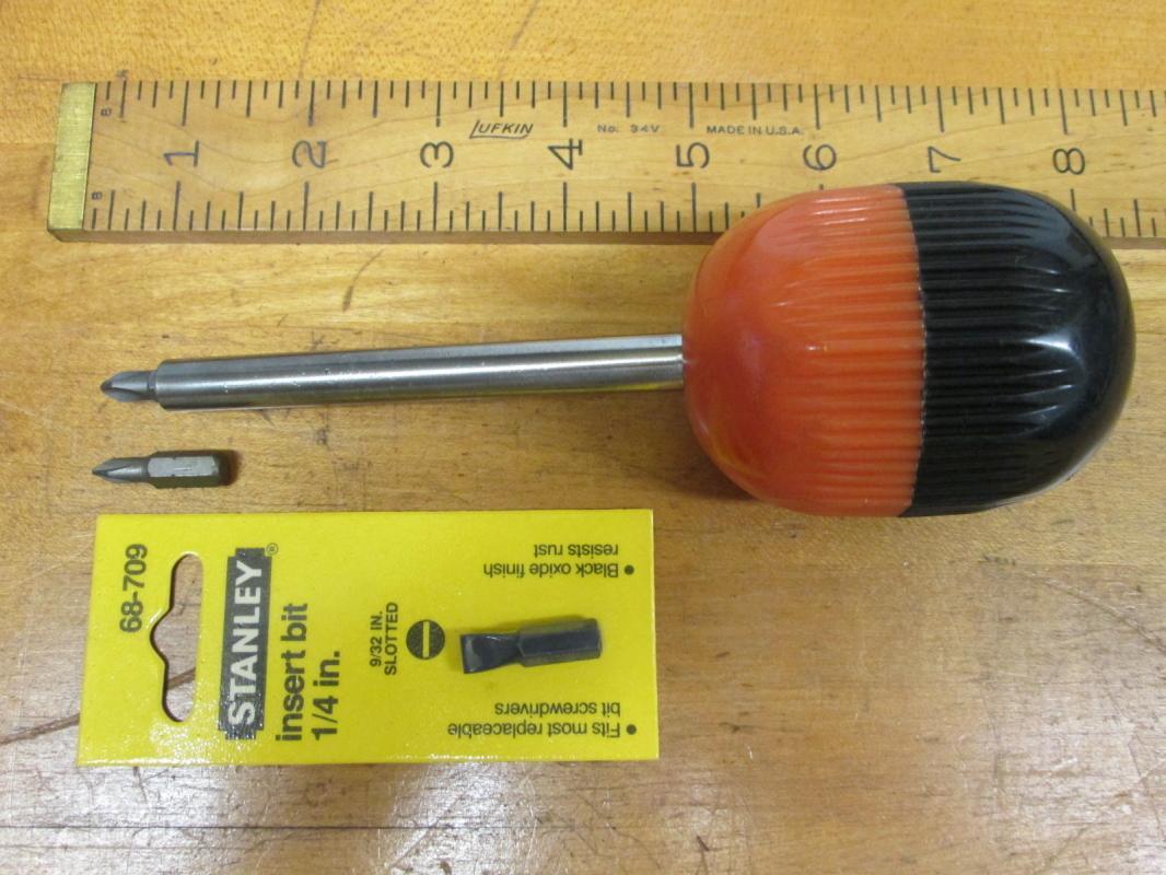 Vintage Ratchet Screwdriver Ball Handle & Hex Tips