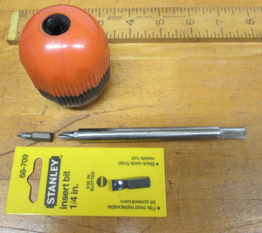 Vintage Ratchet Screwdriver Ball Handle & Hex Tips