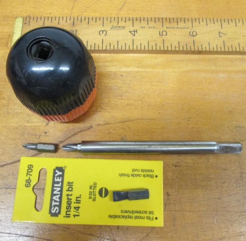 Vintage Ratchet Screwdriver Ball Handle & Hex Tips