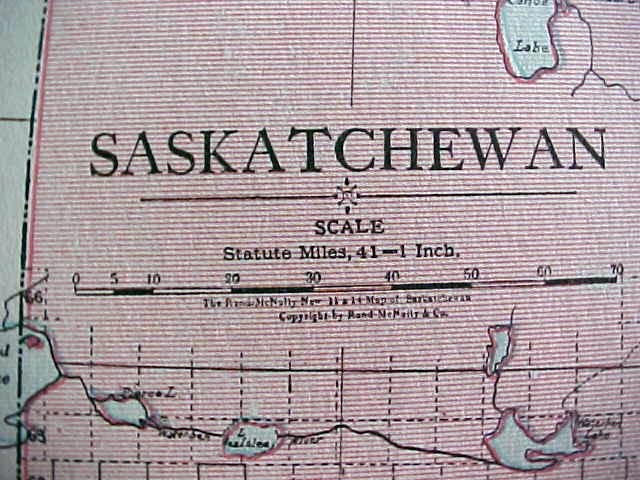 Antique Map Saskatchewan Alberta 1916 Rand McNally