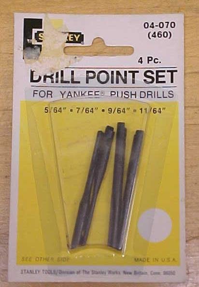 Stanley Yankee Push Drill Point or Bit Set 04-070