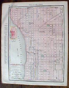 Map St Louis & St Joseph Street Maps 1901 Colorful