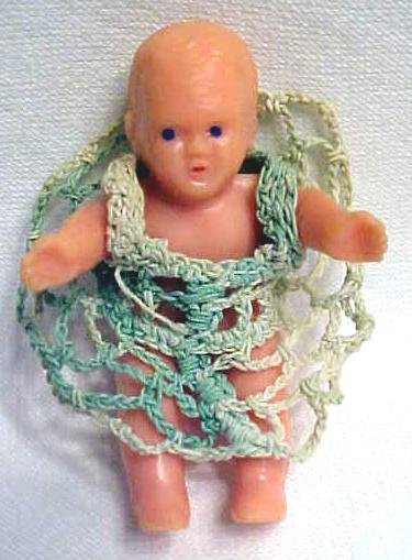 Miniature Rubber Dolls 3PC Crochet Outfits Stroller