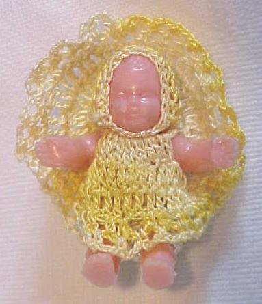 Miniature Rubber Dolls 3PC Crochet Outfits Stroller