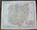 Antique Map Ohio State & Cincinnati Street Map 1901 Colorful
