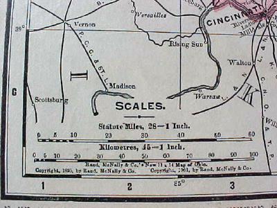 Antique Map Ohio State & Cincinnati Street Map 1901 Colorful