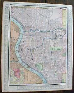 Antique Map Ohio State & Cincinnati Street Map 1901 Colorful