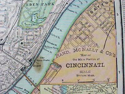 Antique Map Ohio State & Cincinnati Street Map 1901 Colorful