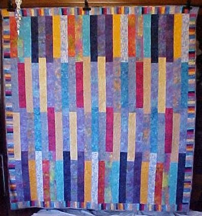 Batik Quilt Blue Aqua Pink Orange Tropical 75 x 82