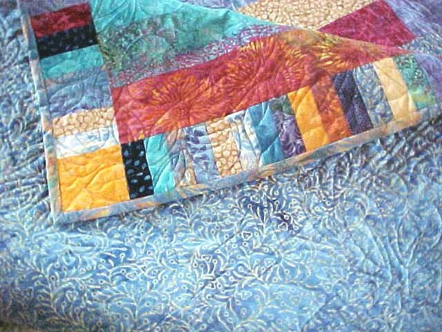 Batik Quilt Blue Aqua Pink Orange Tropical 75 x 82