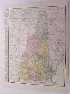 Map New Hampshire 1916 Nice Details & Colors