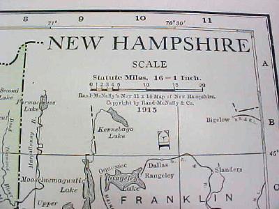 Map New Hampshire 1916 Nice Details & Colors