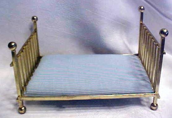 Doll House Brass Bed Four Poster + Bedding & Dolls