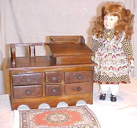 Desk Miniature Wood Primitive Large Doll Size Folk Art