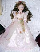 Porcelain Doll Victorian Style Long Curly Hair Green Eyes