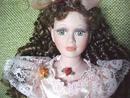 Porcelain Doll Victorian Style Long Curly Hair Green Eyes