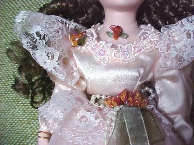 Porcelain Doll Victorian Style Long Curly Hair Green Eyes