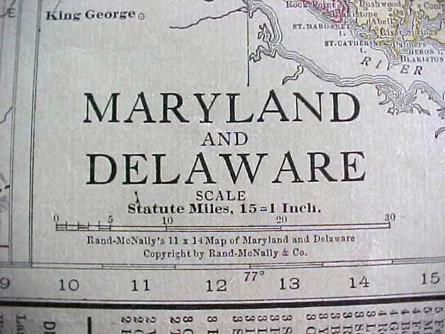 Antique Map Maryland Delaware Baltimore 1912