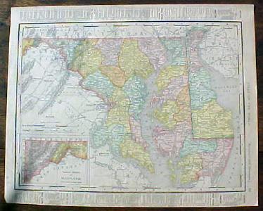 Antique Map Maryland Delaware & Baltimore 1901