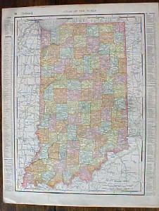 Antique Map Indiana State & Cleveland Street Map 1901 Colorful