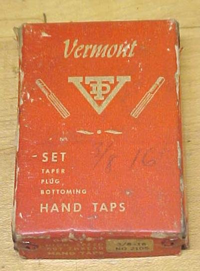 Vermont Taps Boxed Tap Set 3/8-16 Nice Vintage Set!