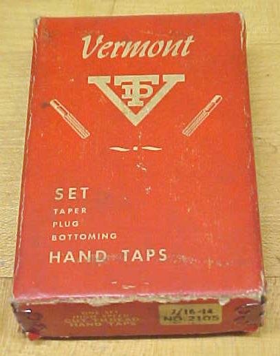 Vermont Taps Boxed Tap Set 7/16-14 Nice Vintage Set!