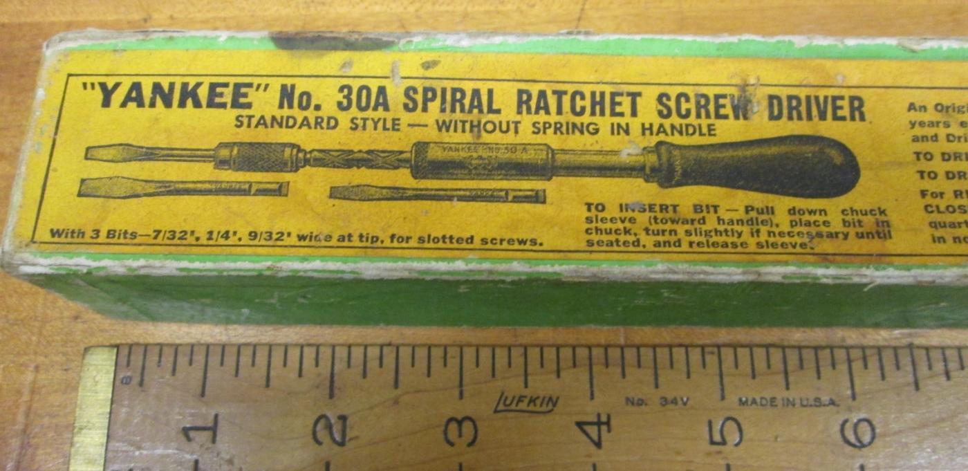 North Brothers Yankee Ratchet Screwdriver No. 30A w/Box