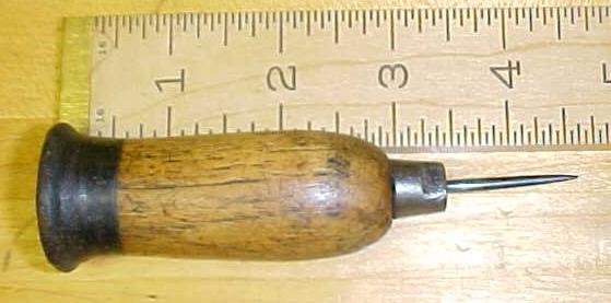 Antique Scratch Awl Handle Leather Cap End