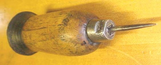 Antique Scratch Awl Handle Leather Cap End