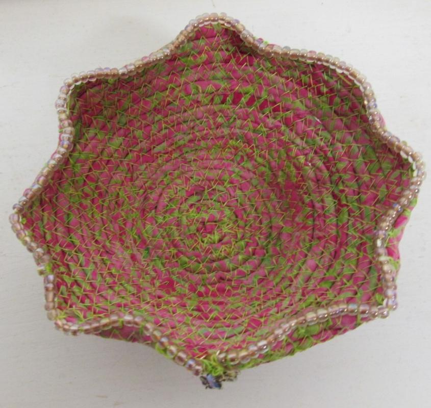 Bowl Woven Fabric Hand made Beaded