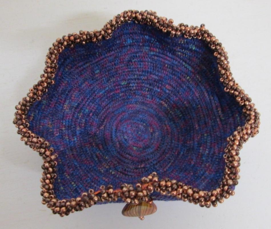 Bowl Woven Fabric Hand Made Beaded