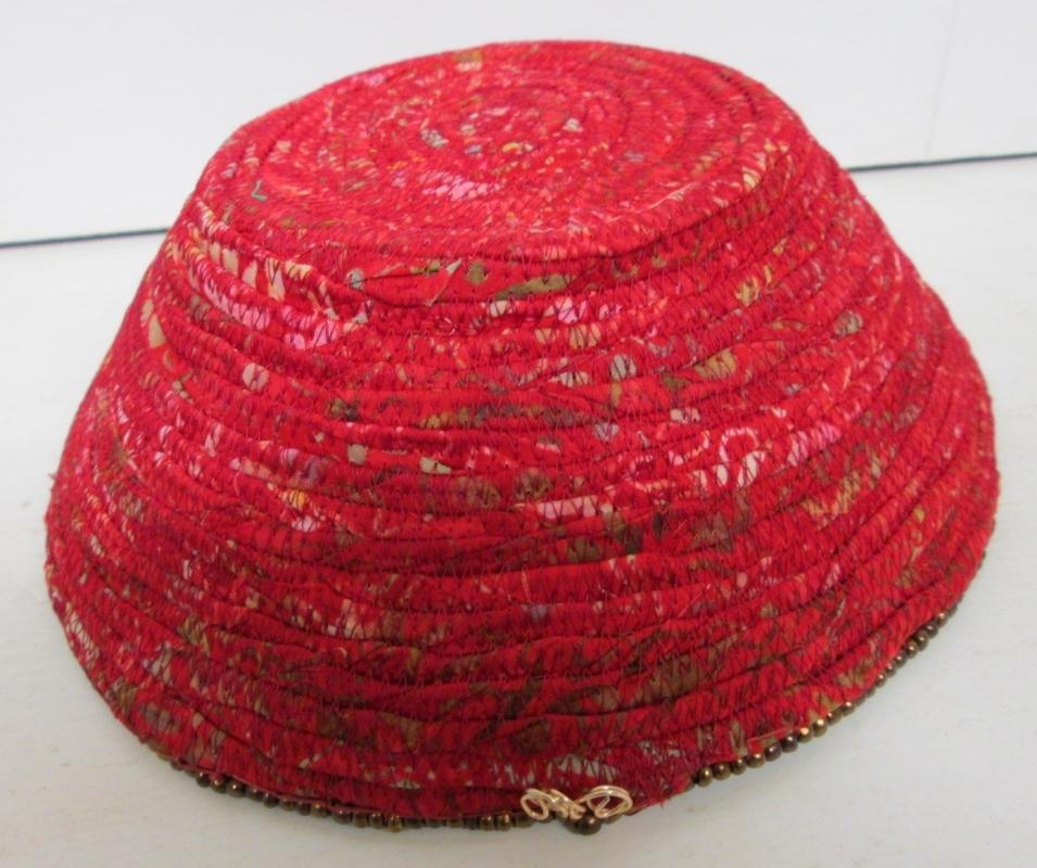 Bowl Woven Fabric Hand Made Beaded
