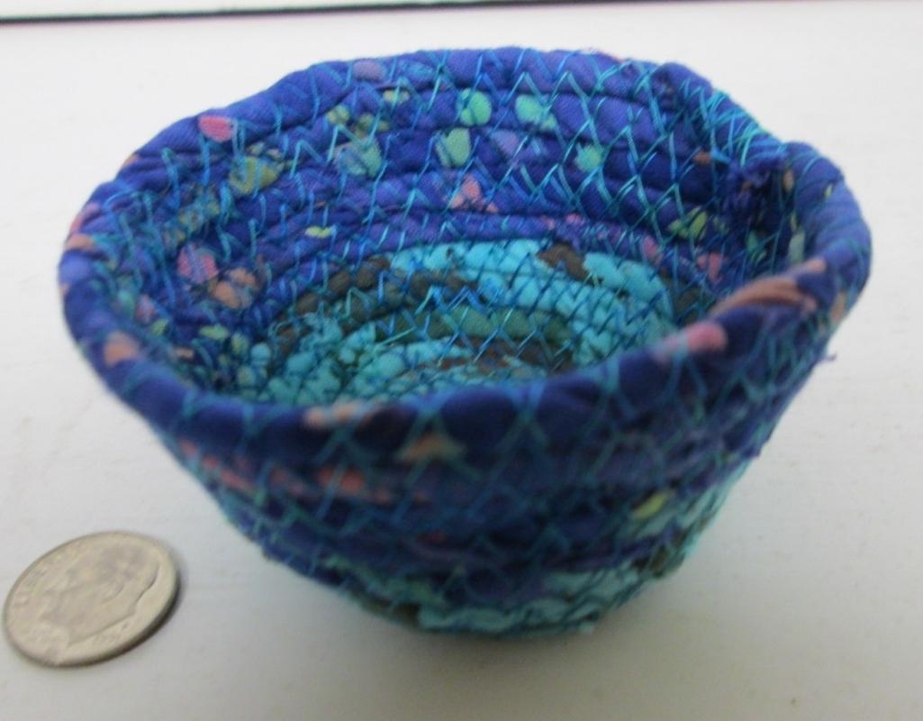 Bowl Woven Fabric Hand Made Beaded