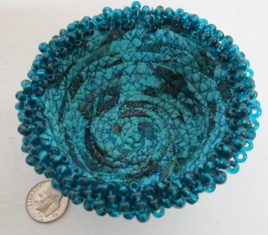 Bowl Woven Fabric Hand Made Beaded