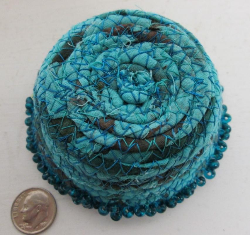 Bowl Woven Fabric Hand Made Beaded