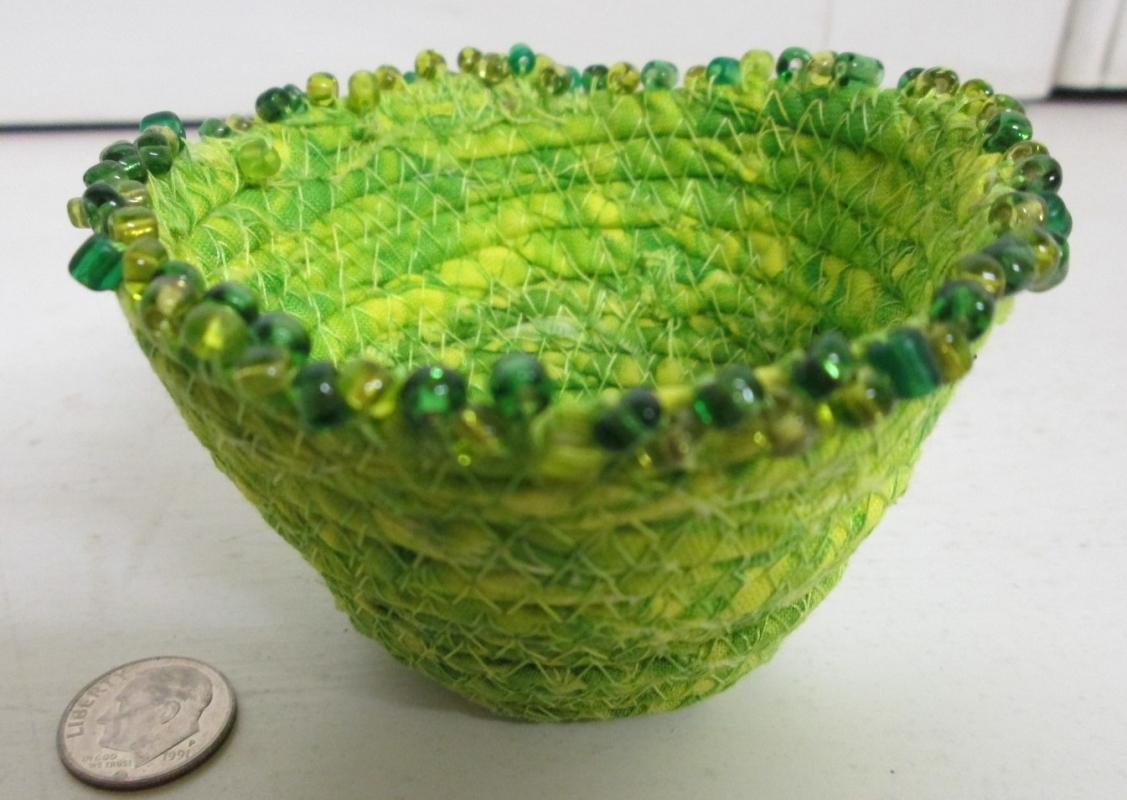 Bowl Woven Fabric Hand Made Beaded