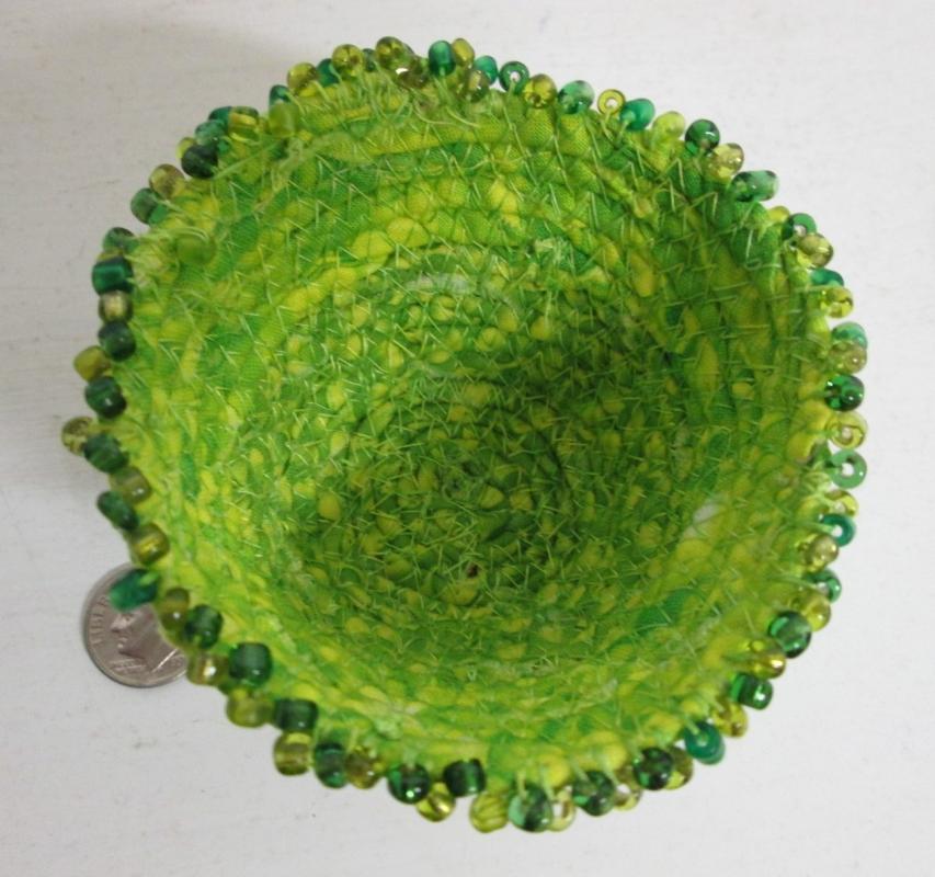 Bowl Woven Fabric Hand Made Beaded