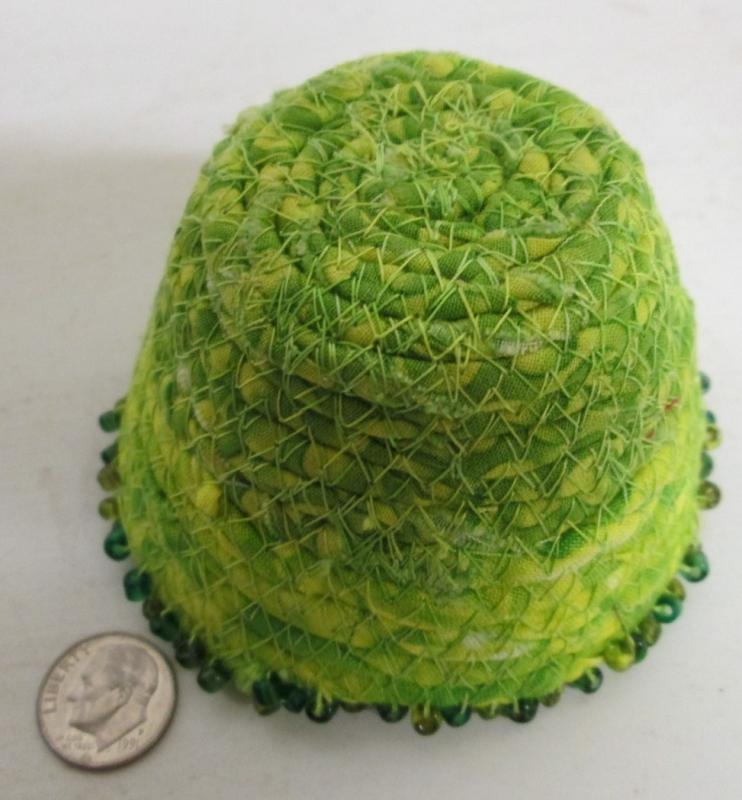 Bowl Woven Fabric Hand Made Beaded