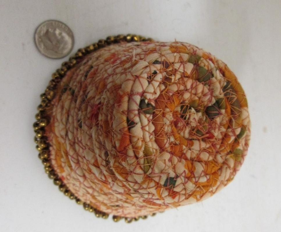 Bowl Woven Fabric Hand Made Beaded