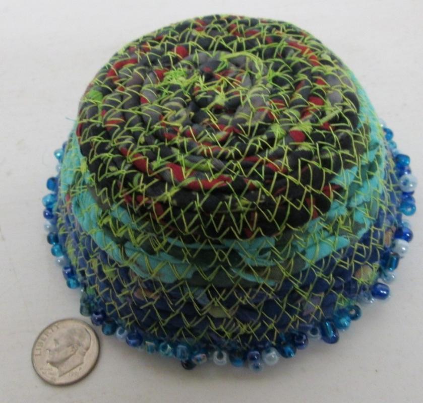 Bowl Woven Fabric Hand Made Beaded