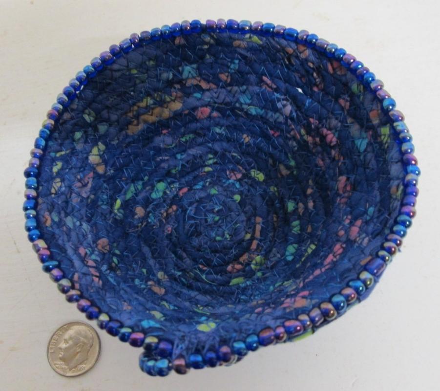 Bowl Woven Fabric Hand Made Beaded