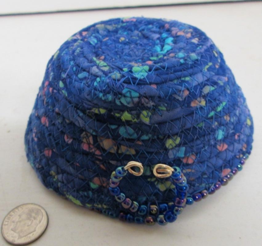 Bowl Woven Fabric Hand Made Beaded
