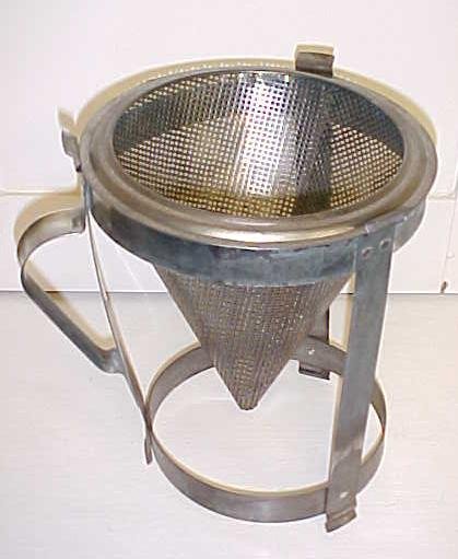 Antique Sieve Strainer Kitchen Canning w/ Holder Stand 9 inch