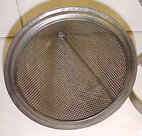 Antique Sieve Strainer Kitchen Canning w/ Holder Stand 9 inch