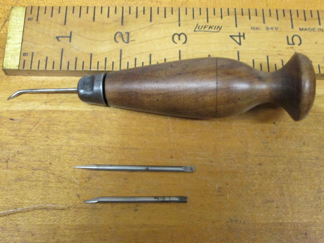 Antique Sewing Scratch Awl Handle Peg Shaped