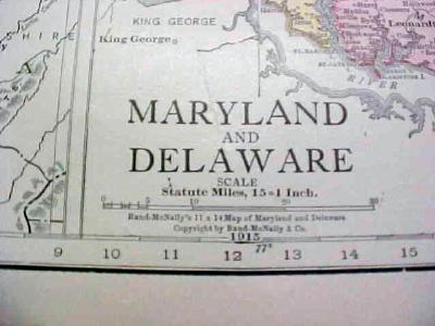 Antique Map Maryland Delaware 1916 Nice Details & Colors