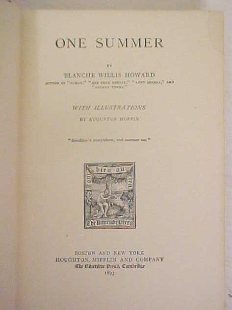 One Summer by Blanche Howard 1893