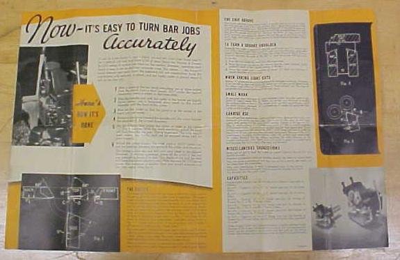Warner & Swasey Single Cutter Turner Pamphlet