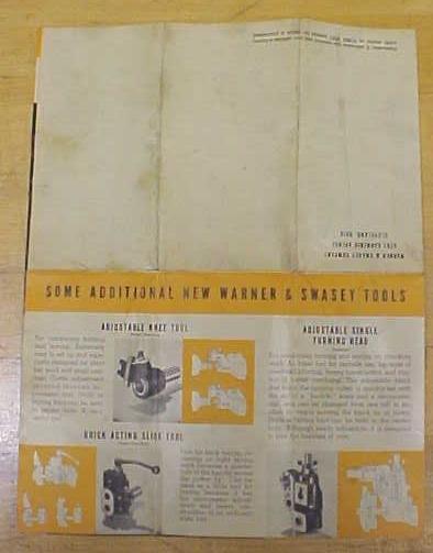 Warner & Swasey Single Cutter Turner Pamphlet
